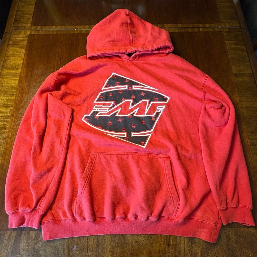FMF International Motocross Racing Logo Red Pullover Hoodie Size Large